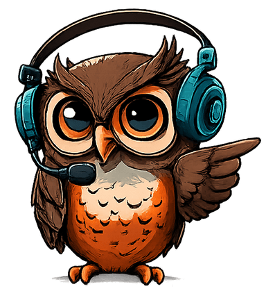 Owl pointing at form